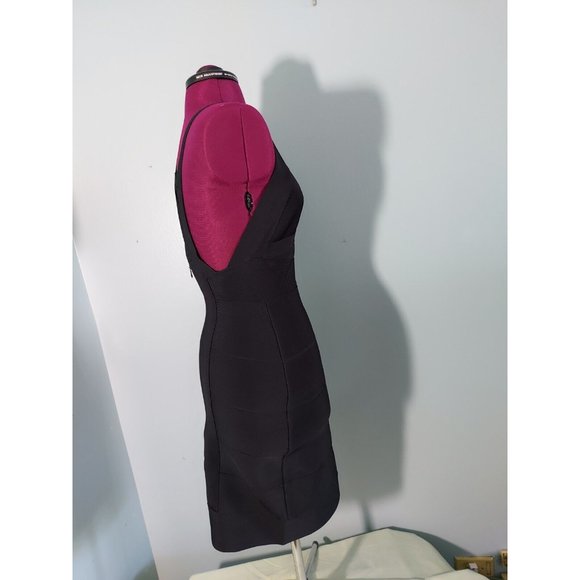 Herve Leger Halter V Neck Bandage Black Dress Bodycon Size: SP New - Picture 6 of 9
